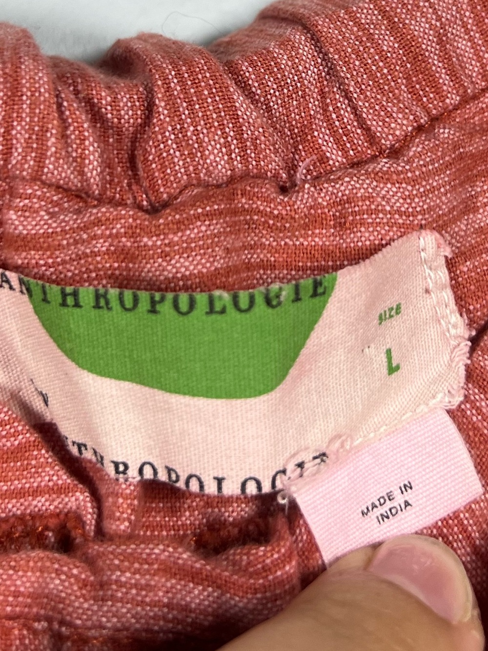 Anthropologie  Hei Hei Linen Red Wash Heathered Crop Loose Fit Relaxed Pant L - Picture 7 of 10